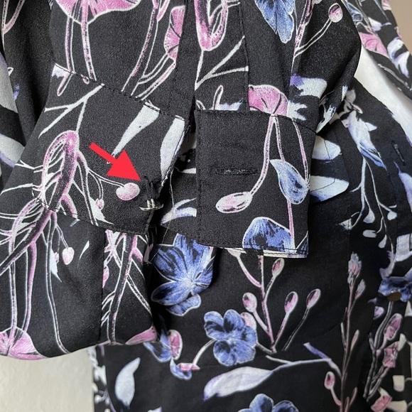 Ivanka Trump Floral Dress Blouse Top with Button Sleeves Women’s Medium - Picture 12 of 16